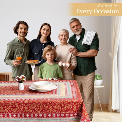 Maison d' Hermine Table Cloth Square Table 100% Cotton 60 x 60 Inches Fall Tablecloth Reusable Everyday Use for Thanksgiving Christmas Decorations Dining Farmhouse Party (Sofia)