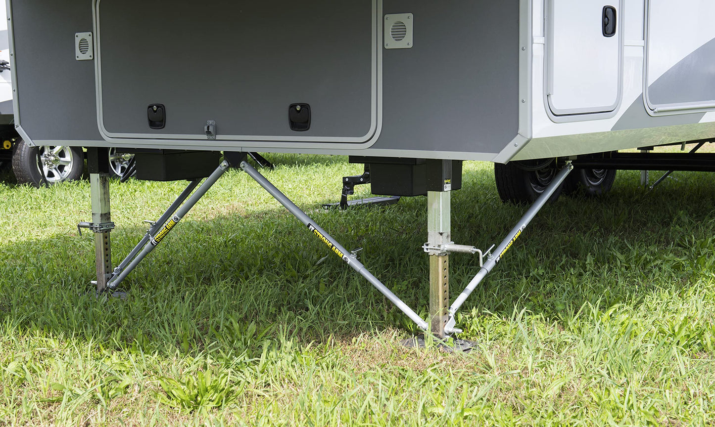 JT’s Strong Arm Short Fifth-Wheel Jack Stabilizer Kit, Eliminates Chassis Movement, Telescoping Tubes for a, Lock in Place, Easy Bolt-On Installation, Universal Jack Compatibility - 191024