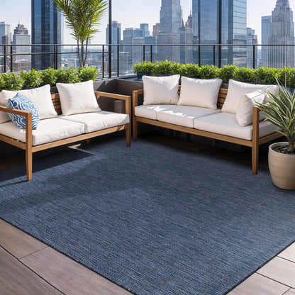 Beverly Rug Indoor Outdoor Rug 9x12, Washable Outside Carpet for Patio, Deck, Porch, Solid Modern Area Rug, Water Resistant, Azure Blue