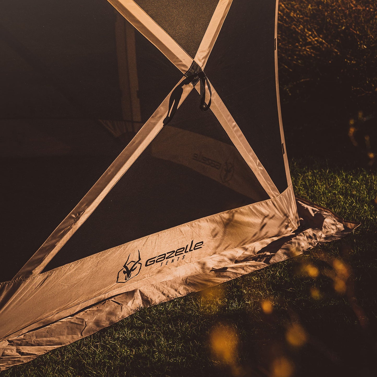 Gazelle Tents™ G5 5-Sided Portable Gazebo with TriTech Mesh, Pop-Up Hub Screen Tent, Waterproof, UV Resistant, 4-Person & Table, Desert Sand, 85" x 115" x 106", GK913, Includes 3 Pack of Wind Panels