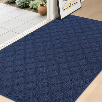 BEQHAUSE Dirt Trapper Door Mat - Non-Slip, Washable, Absorbent Entrance Mat | 36" x 60", Blue