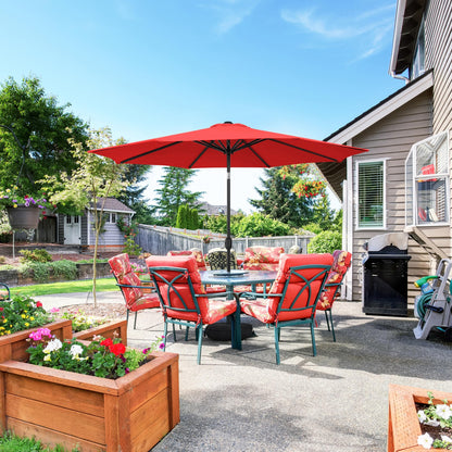 Sundale Outdoor Olefin 5-Year-Non-Fading 10FT Patio Umbrella with Sand Bag Base, Outdoor Umbrella with Tilt and Crank, Red
