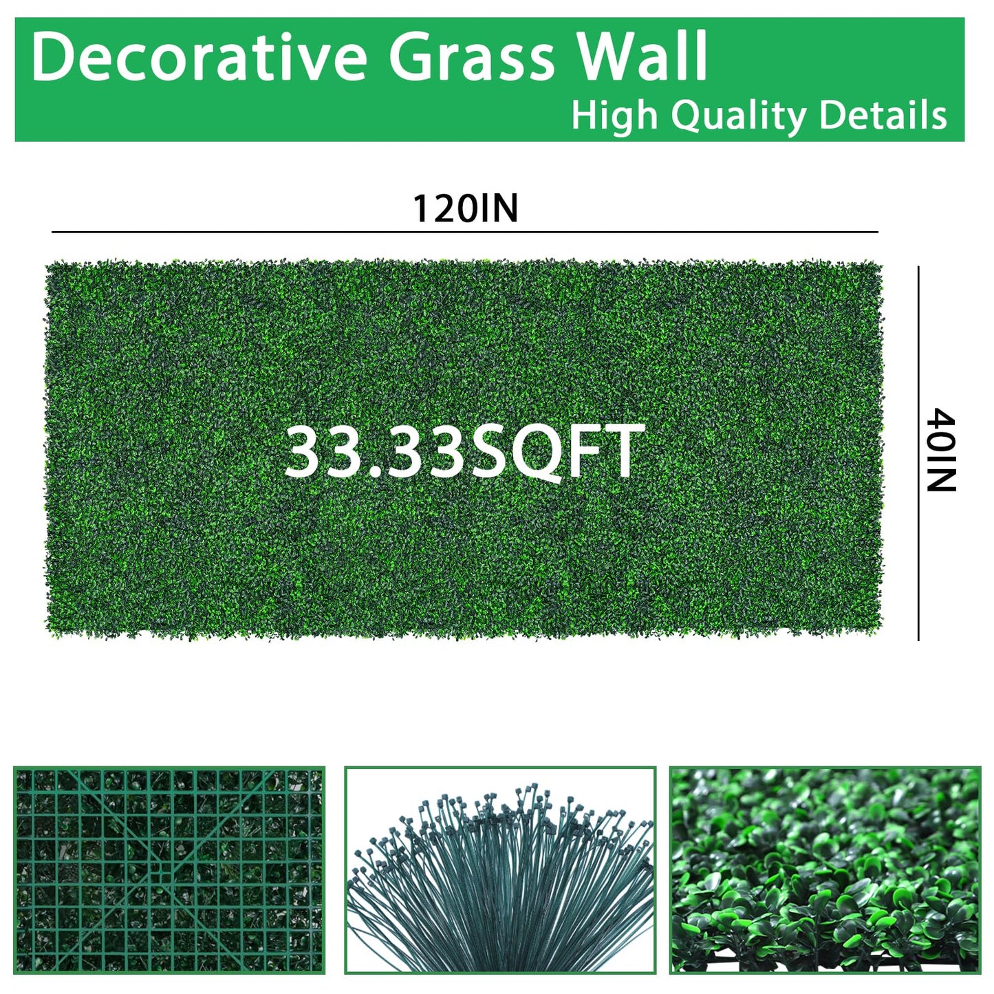 Yangrass Artificial Greenery Wall Roll,40"x 120"(33.33 sq.ft) UV-Anti Faux Boxwood Roll Panels Greenery Backdrop, Vine Leaf Fence Panels for Garden Fence Covering Privacy, Outdoor Indoor Home Decor