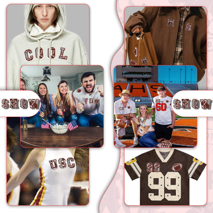 Meneng Iron On Letters Patches for Clothing: 48PCS Football A-Z Alphabet and 0-9 Embroidered Patch for Bowl Party Gifts - Football DIY Crafts for Customizing Jackets Backpacks Hats Jerseys Name&Number