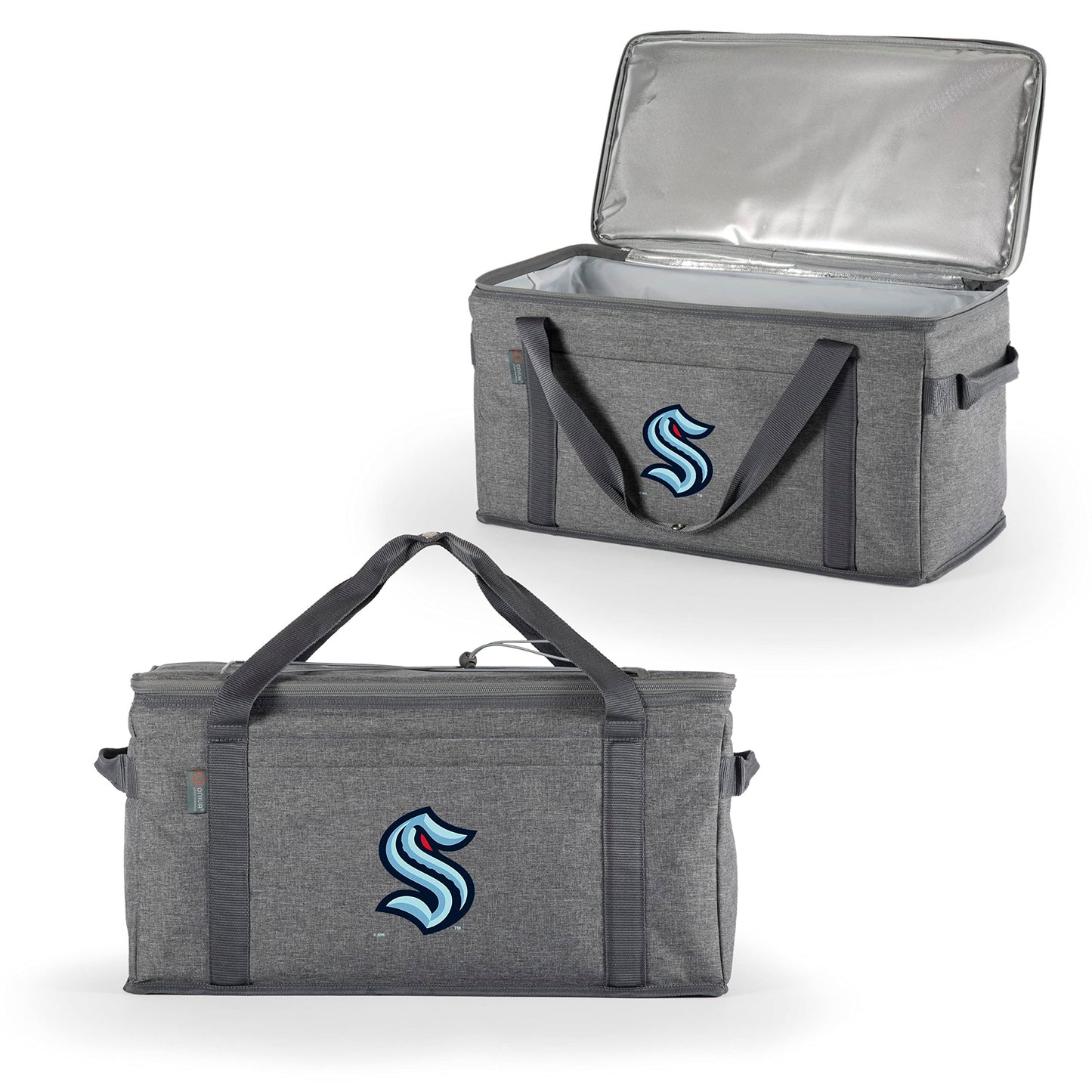 PICNIC TIME NHL Seattle Kraken 64 Can Collapsible Cooler, Large Insulated Soft Cooler Bag, Portable Beach Cooler with Shoulder Strap, (Heathered Gray)