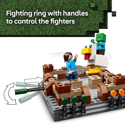 LEGO Minecraft Woodland Mansion Fighting Ring - Building Toy for Kids Age 10+ - Includes Steve Garrett &amp Henry Minecraft Figures Plus a Chicken Jockey &amp More - Birthday Gift Idea for Fans -