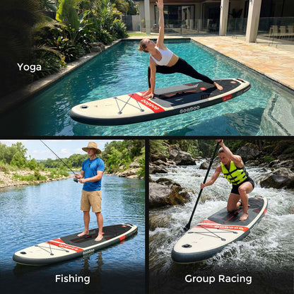 Seaseesup 11ft Inflatable Stand Up Paddle Board for Adults, Lightweight iSUP 33" Wide Stable Design,Anti-Slip EVA Deck, All Accessories Included,Lakes,Rivers,Coastal Paddling (Energy Red)