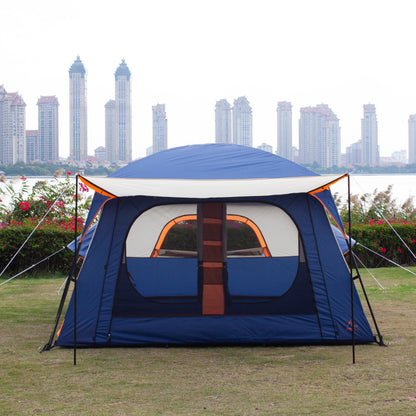 KTT Extra Large Tent 12 Person,Family Cabin Tents,2 Bay-Windows,2 Rooms and 3 Doors 3 Windows with Mesh,Waterproof,Straight Wall,Double Layer,Big Tent for Outdoor,Picnic,Camping(Dark Blue)
