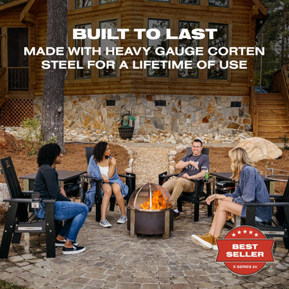 Breeo Smokeless Fire Pit (X Series 24, Corten Steel) | 27.5 inch Smokeless Firepit for Outside | 62 Pounds | Ideal for Families Compatible with Wide Range of Breeo Accessories