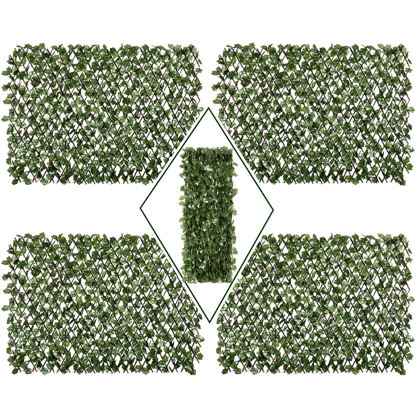 DOEWORKS Expandable Fence Privacy Screen for Balcony Patio Outdoor, Faux Ivy Fencing Panel for Backdrop Garden Backyard Home Decorations - 4PACK