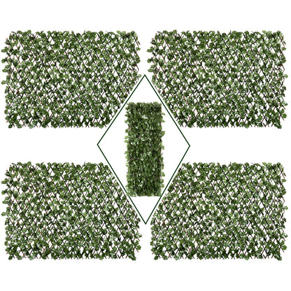 DOEWORKS Expandable Fence Privacy Screen for Balcony Patio Outdoor, Faux Ivy Fencing Panel for Backdrop Garden Backyard Home Decorations - 4PACK