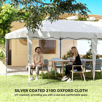 Outsunny 10' x 20' Pop Up Canopy Tent with 4 Sidewalls, Outdoor Portable Instant Canopy Shelter for Parties, Outdoor Instant Gazebo with Carry Bag for Garden, Patio, White