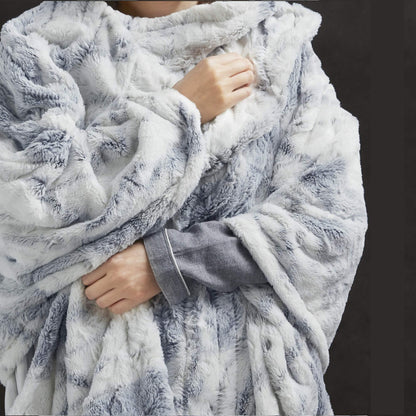 Beautyrest Zuri Reversible Faux Fur to Mink Electric Blanket, Auto Shut Off, Virtually Zero EMF, Multi Heat Setting, UL Certified, Machine Washable, Natural Marble Throw 50x70