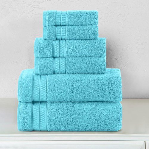 Elegant Comfort 6-Piece Towel Set - Premium Soft 100% Turkish Cotton, Quick-Drying Aqua Towels