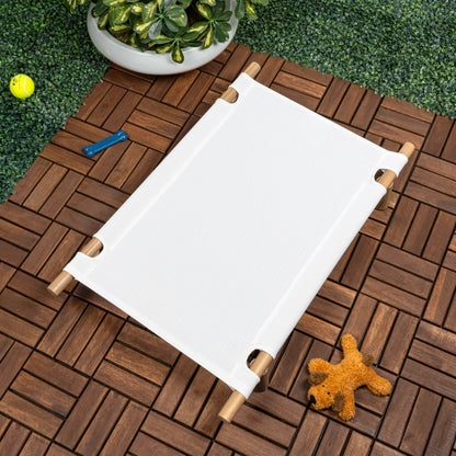 THE LICKER Store DBD5000A Chester 32" Modern Minimalist Wood Frame Elevated Outdoor Dog Bed, Snow/Light Teak