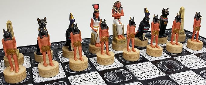 HPL Egyptian Anubis Buff and Gold Set of Chess Men Pieces - NO Board