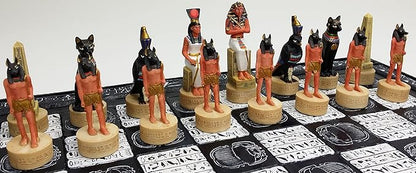 HPL Egyptian Anubis Buff and Gold Set of Chess Men Pieces - NO Board