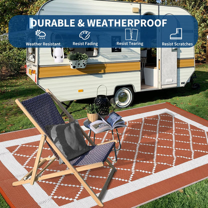 COZYLOOM Outdoor Plastic Straw Rug 9x18 Waterproof Reversible Plastic Straw Mat, Large Patio Rugs Modern Area Rug for Deck, Balcony, Camping, Beach, Picnic, Indoor/Outdoor Use