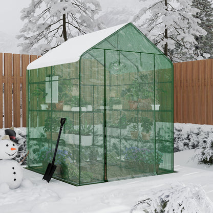 IDEALHOUSE Greenhouse, 57 x 57 x 77'' Greenhouses for Outdoors, Small Plant Green House, 3 Tiers 12 Shelves, Durable PE Cover, Plastic Portable Walk in Greenhouses for Outside Indoor
