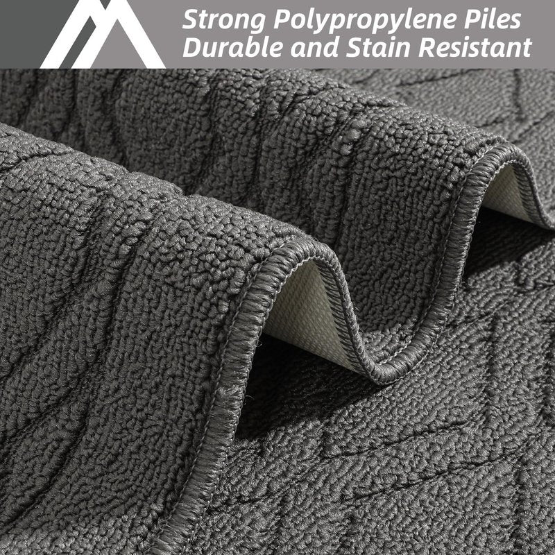 COSY HOMEER 48x20 Inch/30X20 Inch Kitchen Rug Mats Made of 100% Polypropylene 2 Pieces Soft Kitchen Mat Specialized in Anti Slippery and Machine Washable (Grey)