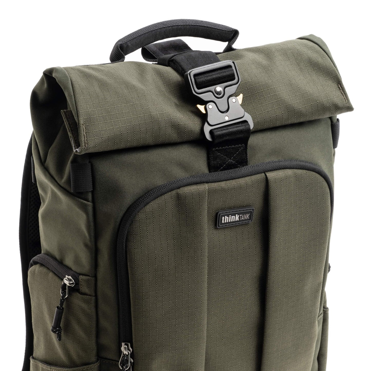 Think Tank FocusPoint 22L RollTop Camera Backpack - Greenway: Expandable Travel & Camera Backpack with Laptop Sleeve, Quick Side and Back Access, Rain Cover – Versatile Photography & Travel Bag