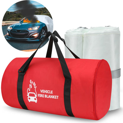 Azazccm Emergency Fire Blanket for Car, Large Fiberglass Fire Suppression Blanket, Survival Safety for Electric Vehicle Truck Automotive Conflagration (13.12x19.68FT), White