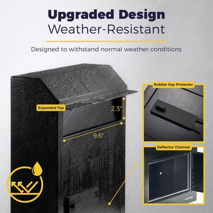 Volcora Key Drop Box with Lock, Drop Slot Depository Safe Box Digital Keypad, Outdoor Money Drop Safe for Business, Cash Drop Box, Wall Mount Mailbox, Electronic Programmable Lock, Black