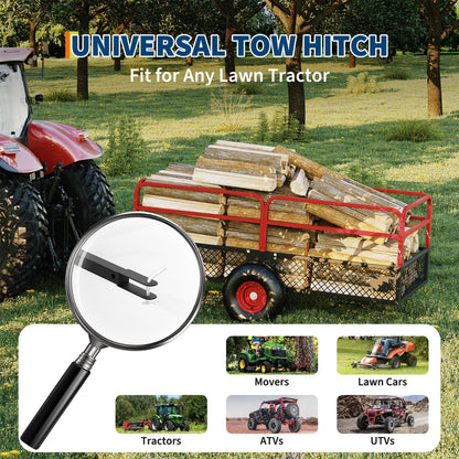 Garvee Tow Behind Dump Trailer for ATV UTV, 1500 lbs 20 Cubic Feet Heavy Duty Yard Garden Trailer Dump Cart Pull Behind with Removable Sides & All Terrain Tires, Fits Lawn Mower, Tractor, Garden