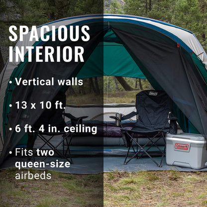 Coleman Cabin Camping Tent with Screened Porch 4/6 Person Weatherproof Tent with Enclosed Screened Porch Option Includes Rainfly Carry Bag Extra Storage and 10 Minute Setup