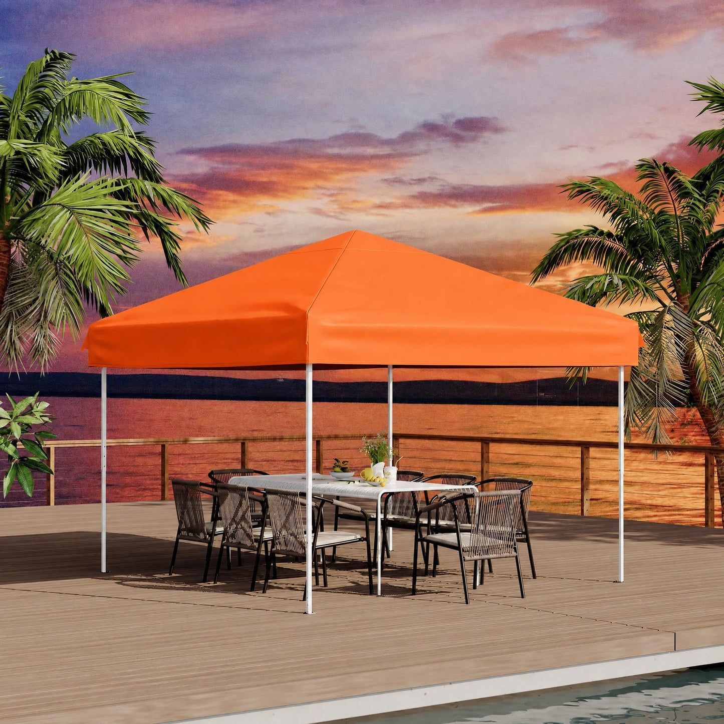 10'X10' Easy Pop Up Canopy Tent with 4 Detachable Window Sidewalls - Waterproof Outdoor Portable Canopy with Carry Bag & Guy Lines - for Camping, Outdoor Parties and Events