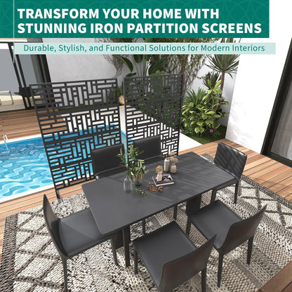 Metal Privacy Screen Outdoor - 71"x46" Freestanding Privacy Panels for Patio, Deck, Lawn & Garden, Weather-Resistant Rustproof Room Divider with Stand