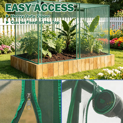 4 x 8 x 6 Ft. Crop Cage for Garden Plants – Plant Protection Tent with Zippered Door, Raised Bed Cover & Sturdy Frame – Wind-Resistant Garden Bed Cover for Outdoor Vegetables & Flowers