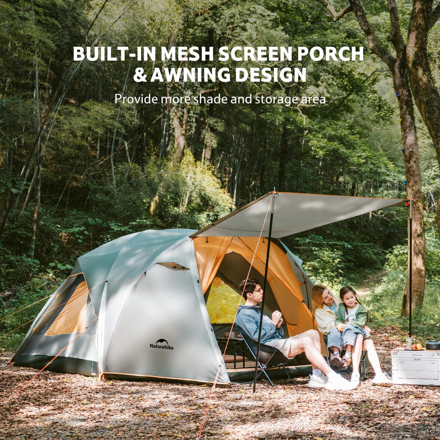 Naturehike KOTA 4/6/8 Person Camping Tent, Double Layer Waterproof 4 Person 6 Person 8 Person Tents for Camping, Large and Tall Family Tent with Vestibules Porch