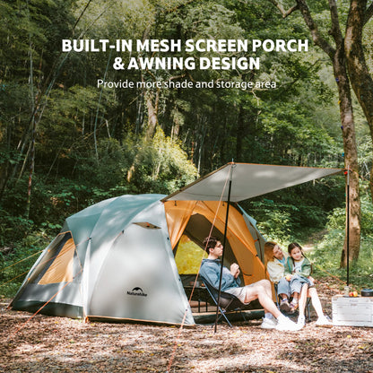 Naturehike KOTA 4/6/8 Person Camping Tent, Double Layer Waterproof 4 Person 6 Person 8 Person Tents for Camping, Large and Tall Family Tent with Vestibules Porch