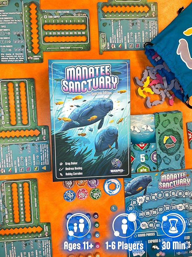 Manatee Sanctuary: Seacow Edition Board Game - Strategic Tableau Building and Drafting Game for Adults and Kids 11+ 1-6 Players