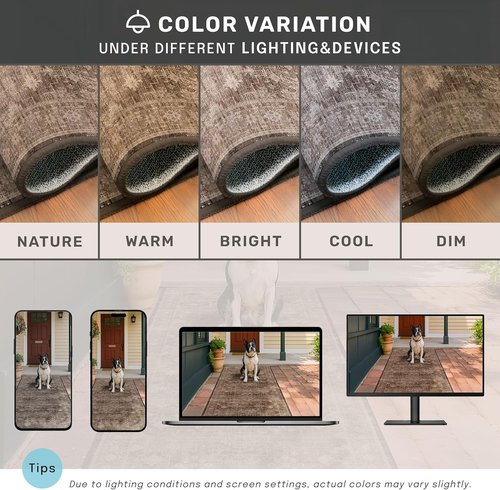 Hazo Haus Boho Brown Living Room Rug - Modern Vintage 6x8 Washable Non-Slip Area Rug for Dining & Lounge