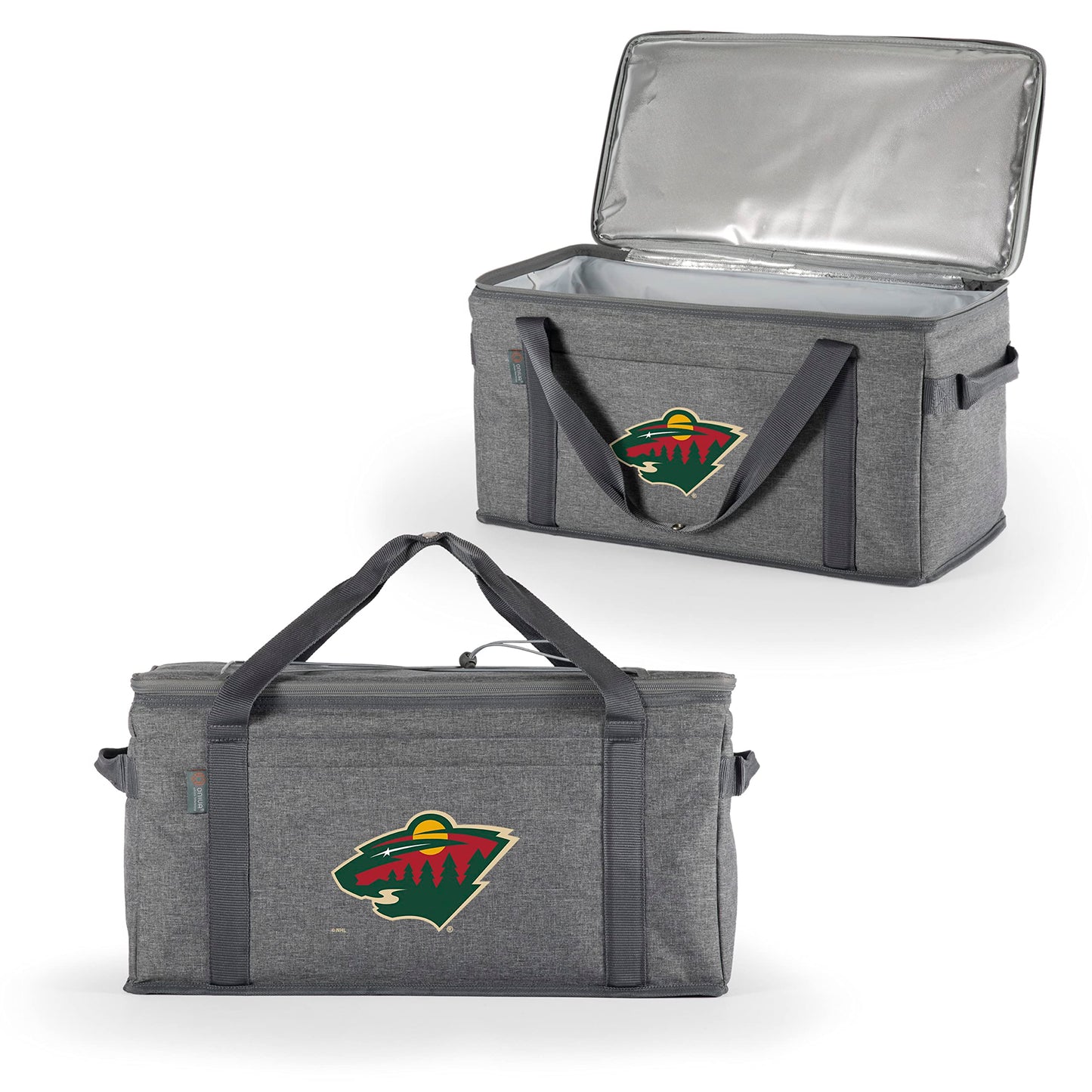 PICNIC TIME NHL Minnesota Wild 64 Can Collapsible Cooler, Large Insulated Soft Cooler Bag, Portable Beach Cooler with Shoulder Strap, (Heathered Gray)