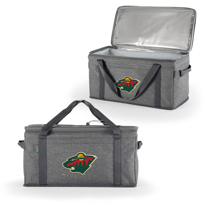 PICNIC TIME NHL Minnesota Wild 64 Can Collapsible Cooler, Large Insulated Soft Cooler Bag, Portable Beach Cooler with Shoulder Strap, (Heathered Gray)