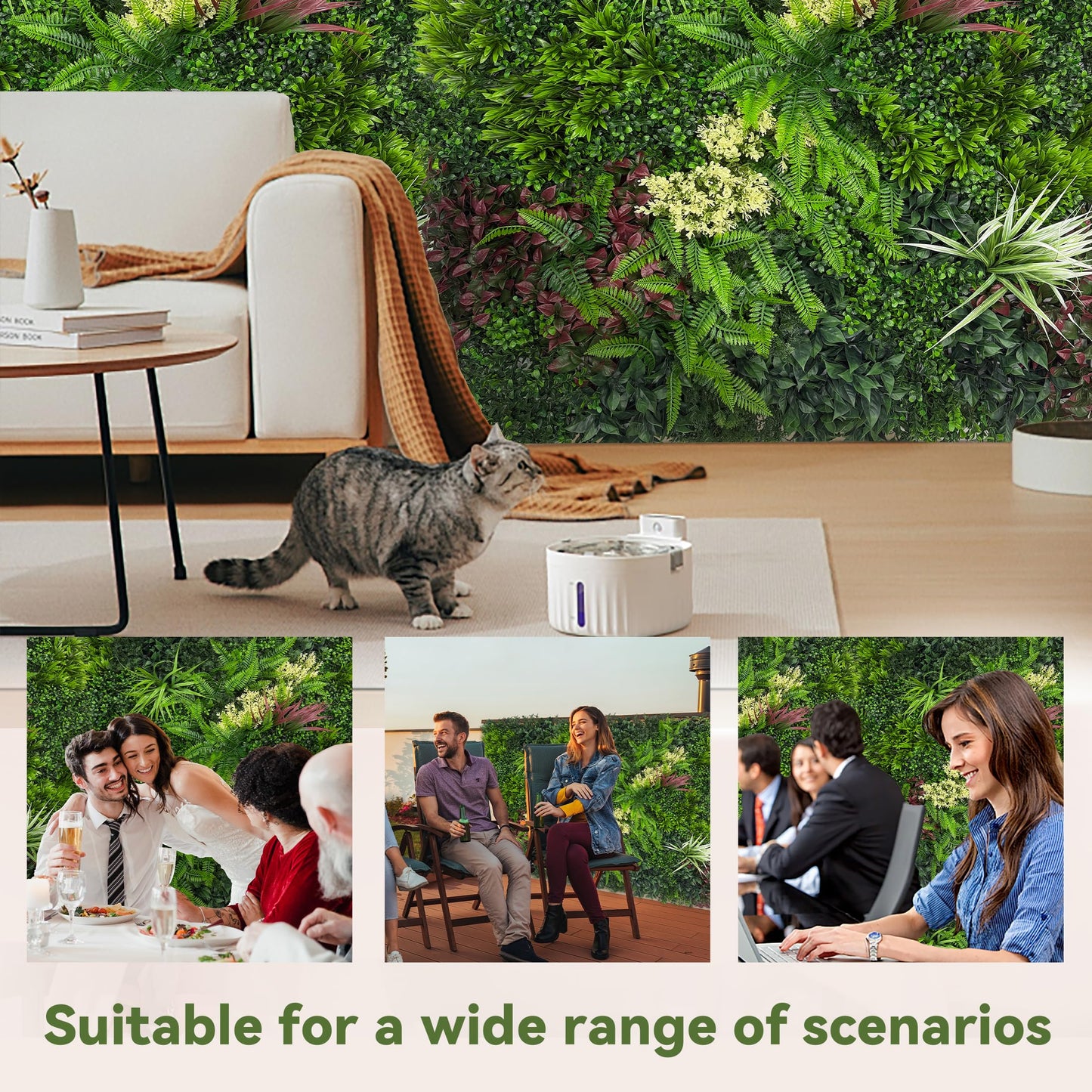 DOPGIB Artificial Ivy Boxwood Roll: 48"x120" UV Resistant Green Leaves Faux for Interior Backdrop,Garden and Indoor Outdoor Wall&Fence Covering Privacy, Party Wall Greenery Decor