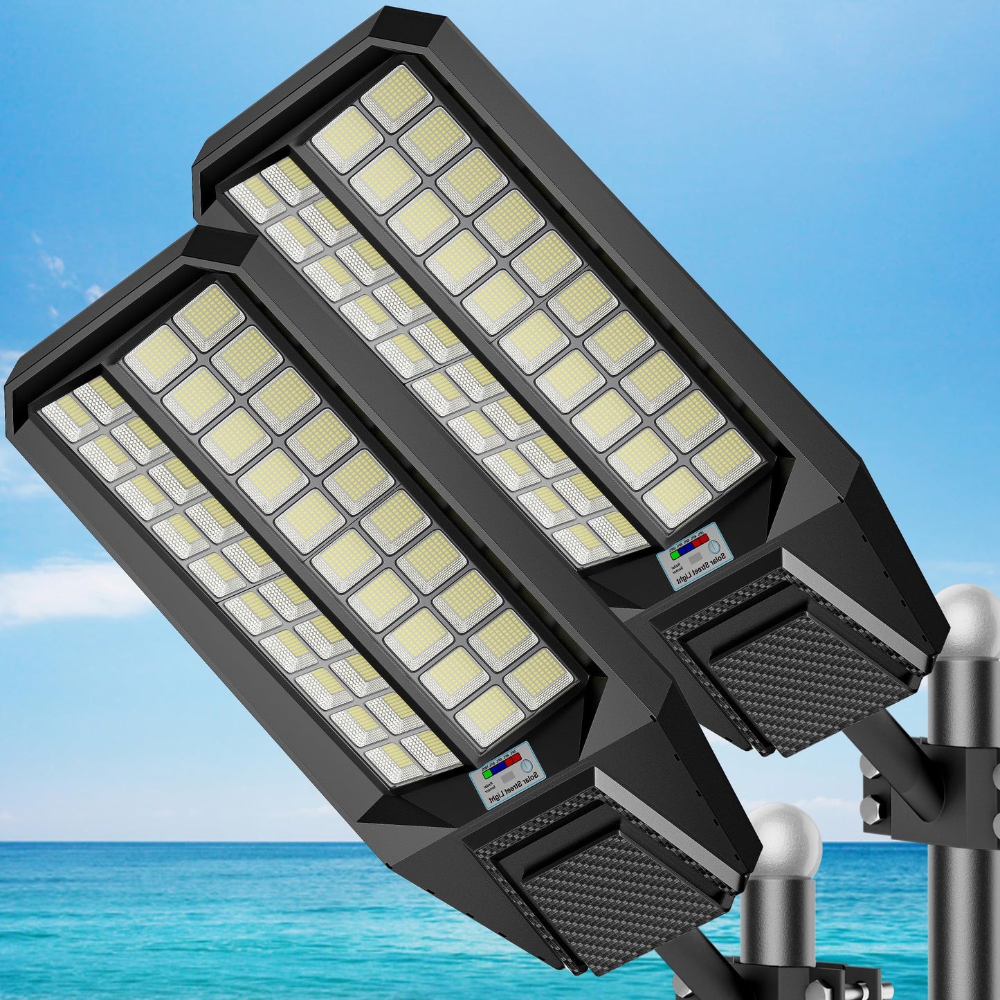 Vzyhik Solar Street Lights Outdoor Waterproof - Large 10000W Commercial Outdoor Solar Light Dusk to Down with Motion Sensor Remote Control LED Parking Lot Flood Lights for Yard Garden Walkway