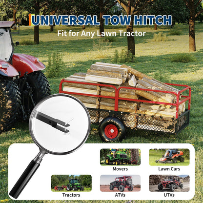 22 Cu.Ft 1600Lbs Steel ATV UTV Trailer, Tow Behind Dump Cart, Heavy Duty Pull Behind with Removable Sides & All Terrain Tires, Pull Behind Utility Dump Trailer for, Garden, Lawn Mower Tractor