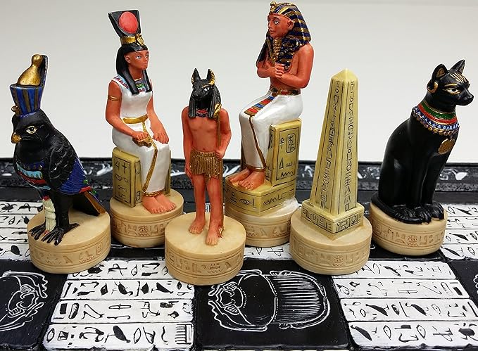 HPL Egyptian Anubis Buff and Gold Set of Chess Men Pieces - NO Board