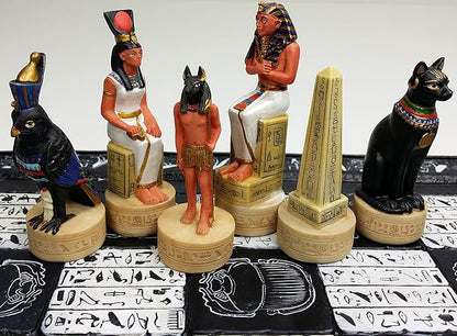 HPL Egyptian Anubis Buff and Gold Set of Chess Men Pieces - NO Board