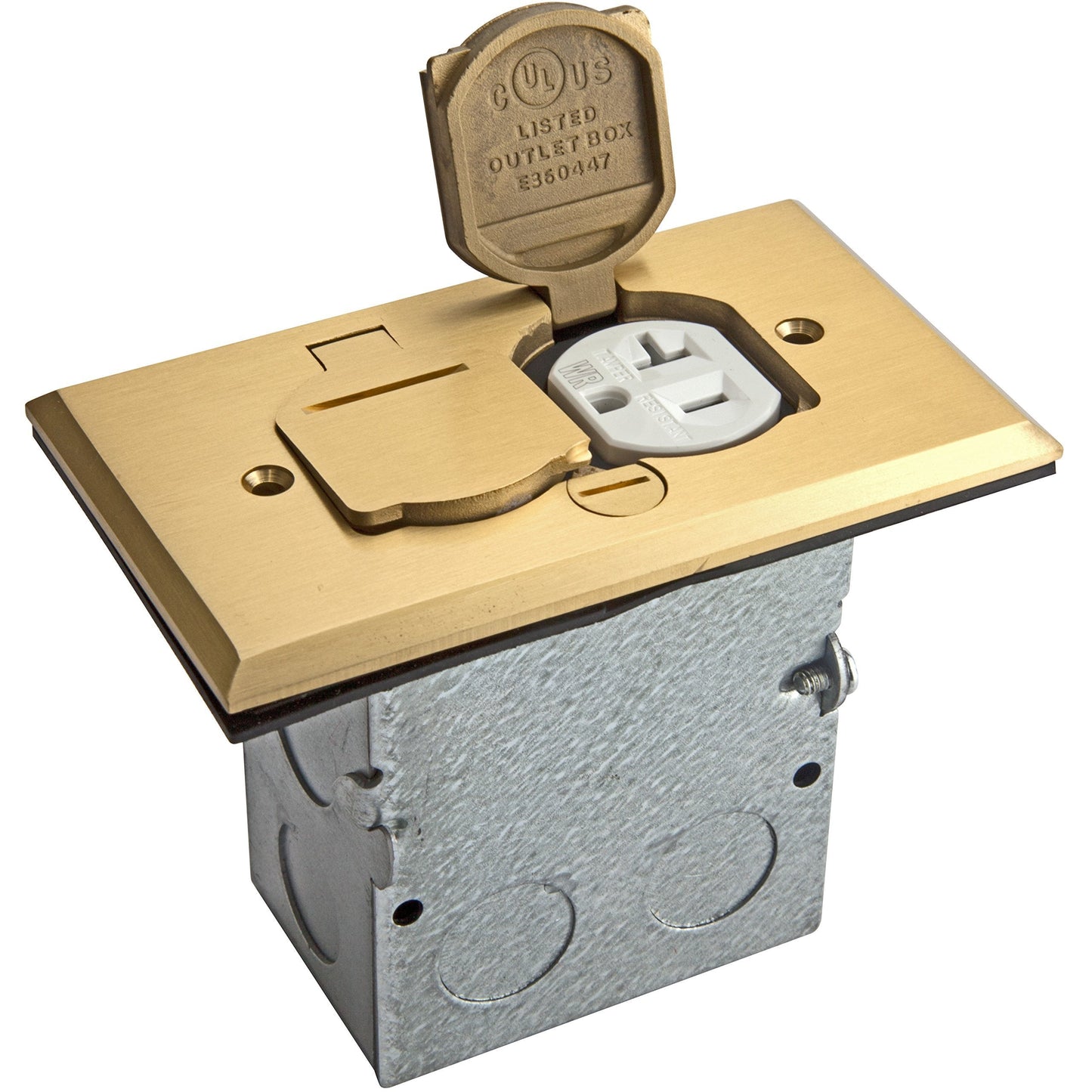 ENERLITES Flip Lid Cover Floor Box Kit with 20A Tamper-Weather Resistant Receptacle Outlets, 1-Gang 5" x 2.87" Cover, Watertight Gaskets, 975507-C and 975507-S