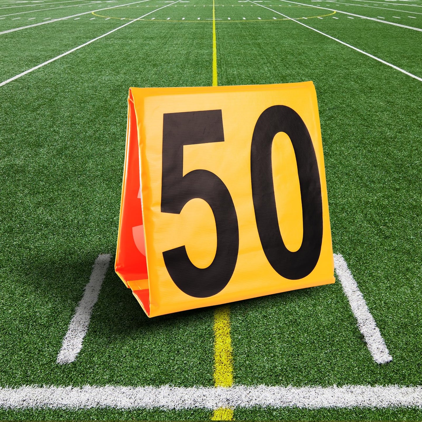 GSE Games & Sports Expert Set of 11 Football Yard Markers, Day & Night 2-Sided Football Field Yard Line Markers, Yardage Markers with Portable Mesh Bag for Football Training