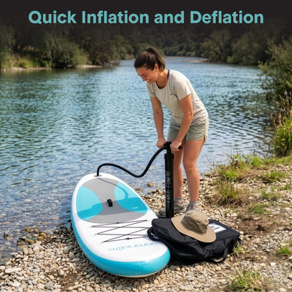 SereneLife 10’ Inflatable Stand Up Paddle Board with Premium SUP Accessories - 32” Wide Stable Design with Non-Slip EVA Deck Pad, for Youth and Adults, 275 lbs. Capacity