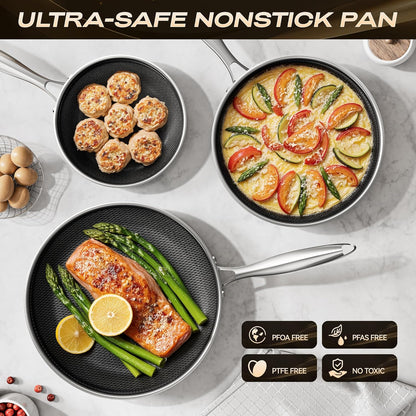 Skiennix 12-Inch Hybrid Nonstick Frying Pan - Stay-Cool Handle, Dishwasher-Safe & Oven-Safe Up to 600°F
