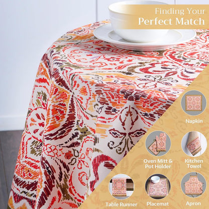 Maison d' Hermine Table Cloth Round Table 100% Cotton 69 Inches Fall Tablecloth Reusable Everyday Use for Thanksgiving Christmas Decorations Dining Farmhouse Party (Damask)