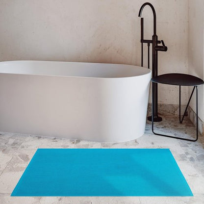 Cotton Paradise 100% Cotton Bath Mat - Soft, Absorbent, Non-Slip | Quick Dry, 17x24 Inch, Aqua Blue