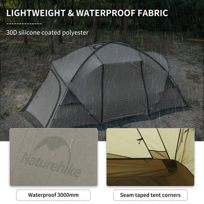 Naturehike Massif Hot Tent with Stove Jack, 4 Season Tent, 1/2/4 Person Camping Tent, UPF50+ Waterproof Windproof Winter Tents with Room and Hall